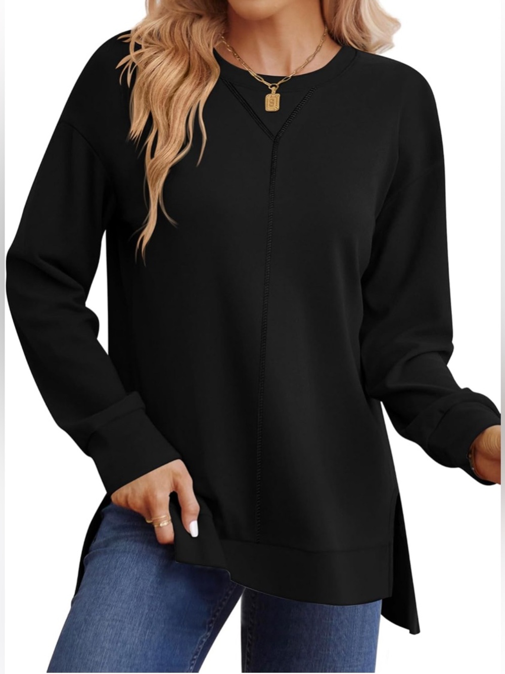 🎀 5/$20 🎀 NWT Luyaa oversized crew neck sweatshirt side slits size XL
